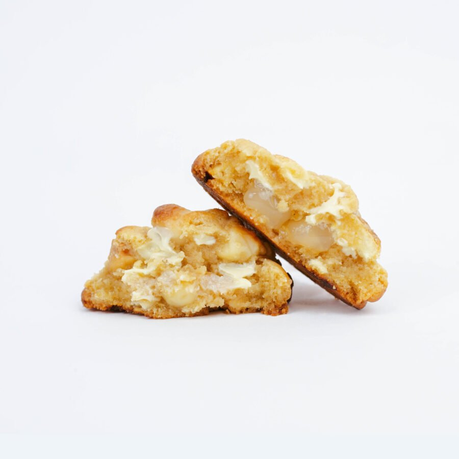 Macadamias chocoblanco y gel de limón